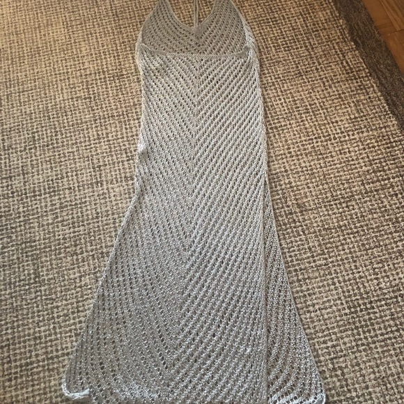 🚨NWOT LAST 1 Silver Metallic Halter Dress - Picture 4 of 5